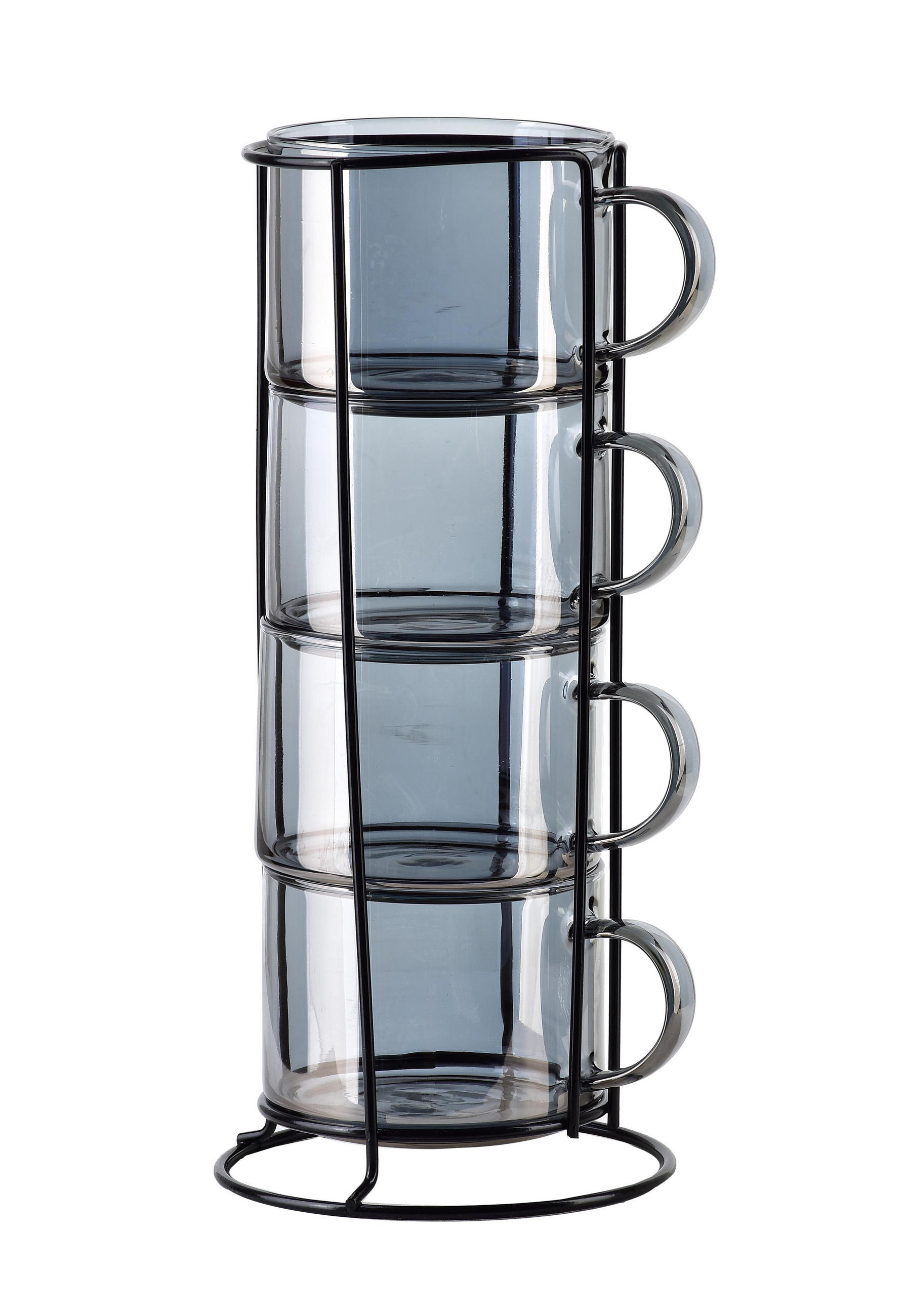TASSEN-SET PETER 4-tlg Grau 12.5/12.5/27cm Borosilikatglas - Grau, Glas (0.35L) - Mondex