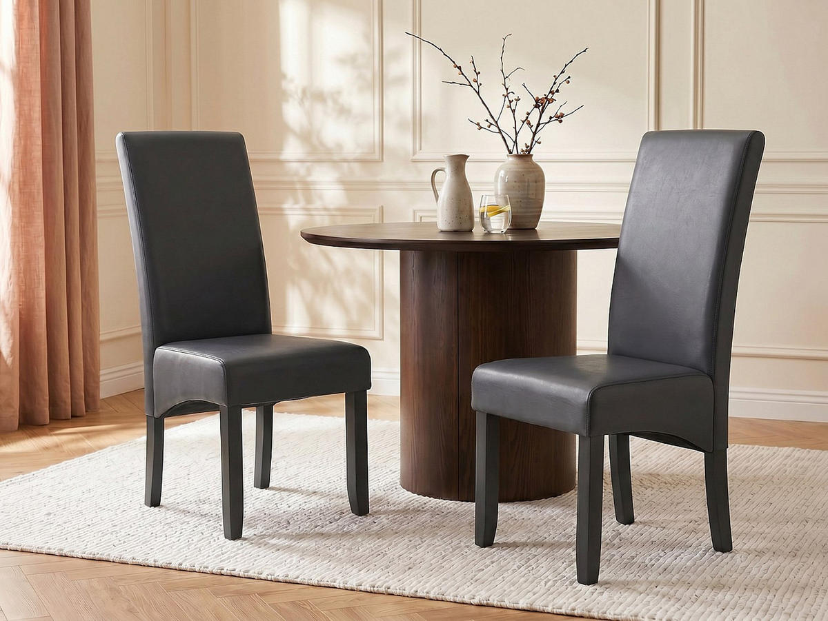 STUHL - 47 cm x 63 cm - Kunstleder - Grau - ROVIGO - Grau, Leder (47/107/63cm) - Vente-Unique