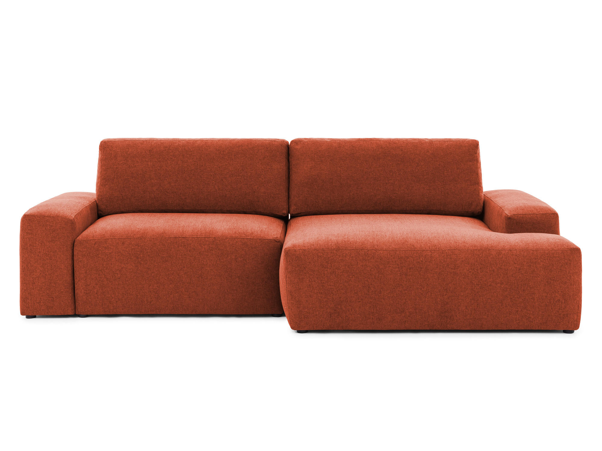 ECKSOFA Lennon aus Terrakotta Strukturstoff mit Schlaffunktion und Bettkasten - Terracotta/Schwarz, Holz/Kunststoff (264/137cm) - S-Style