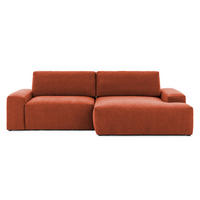 ECKSOFA Lennon aus Terrakotta Strukturstoff mit Schlaffunktion und Bettkasten - Terracotta/Schwarz, Holz/Kunststoff (264/137cm) - S-Style
