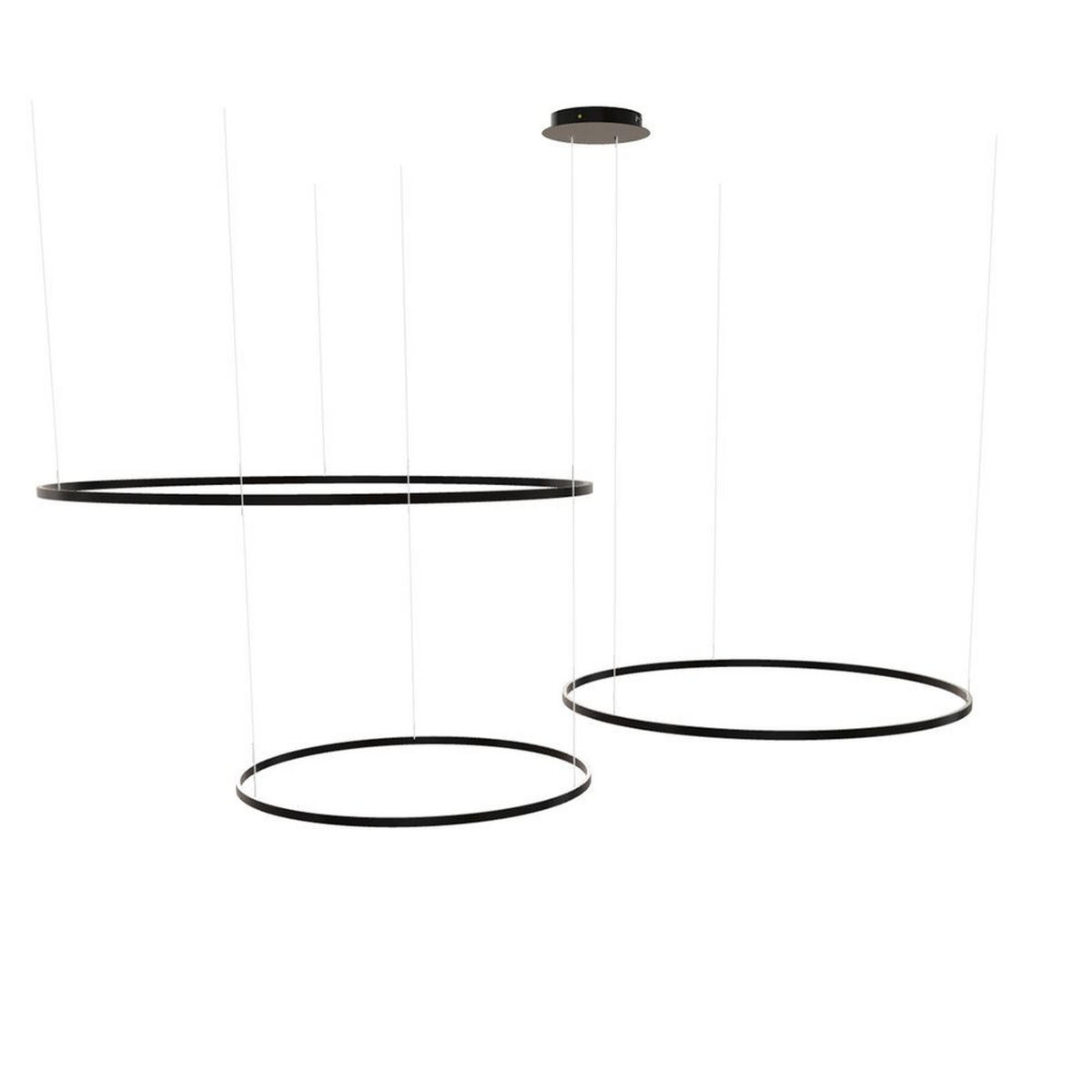 LED-HÄNGELEUCHTE 3er Ring Schwarz Ø 150 | 120 | 100cm - Schwarz, Metall (1.3/150/3.3cm) - s.luce