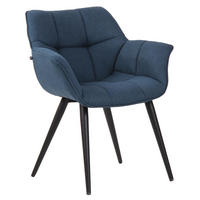 ESSZIMMERSTUHL Rosini Stoff, Gestell Metall matt Schwarz Blau - Blau/Schwarz, Textil/Metall (64/84/60cm) - TPFLiving
