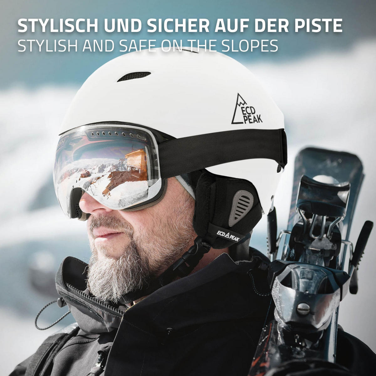 SKIHELM für Herren und Damen Snowboardhelm robust Weiß L 58-61 cm - Weiß, Kunststoff (30/24cm) - ECD-Germany
