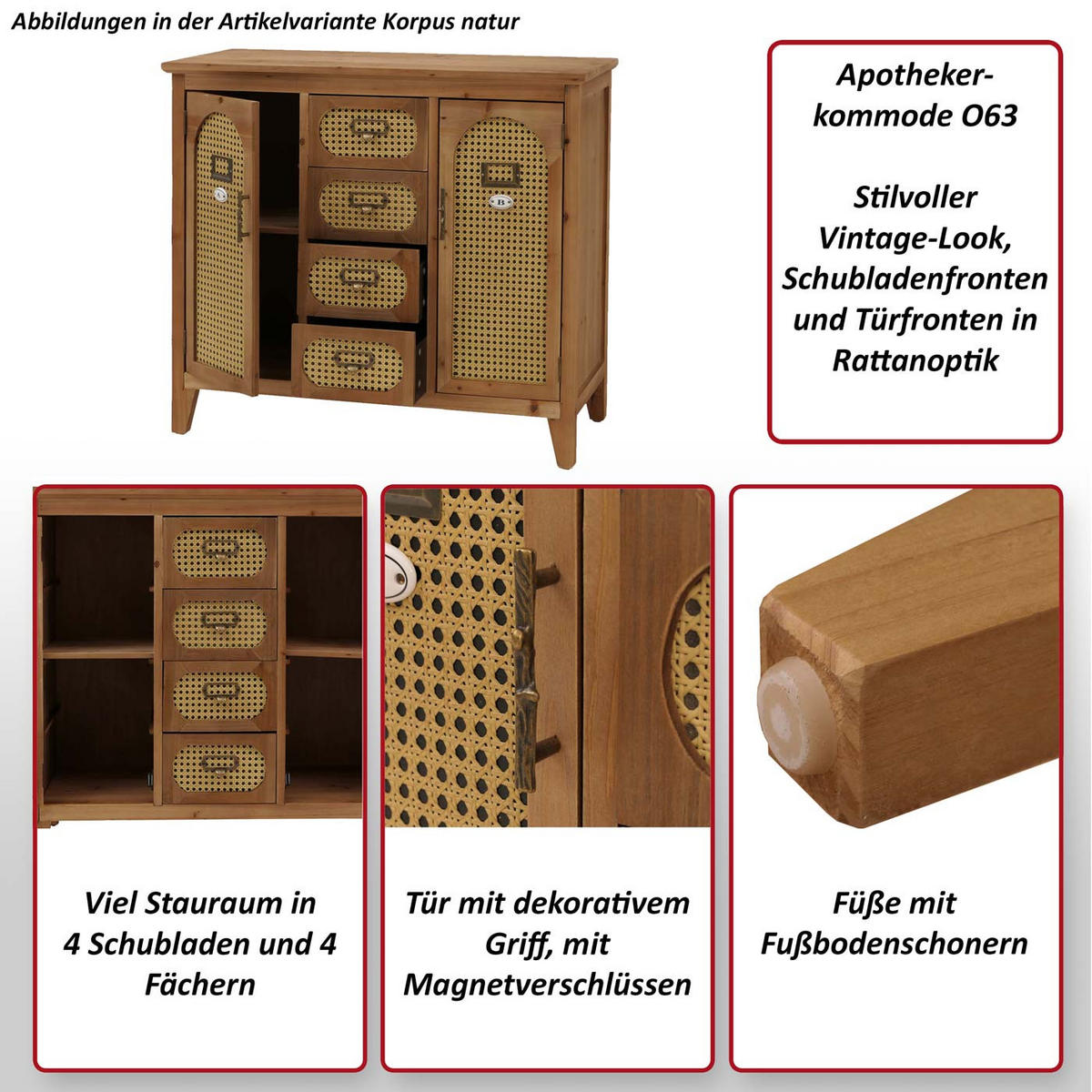 APOTHEKERKOMMODE Schwarz, Braun - Schwarz/Braun, Holz (91/80/40cm) - MCW