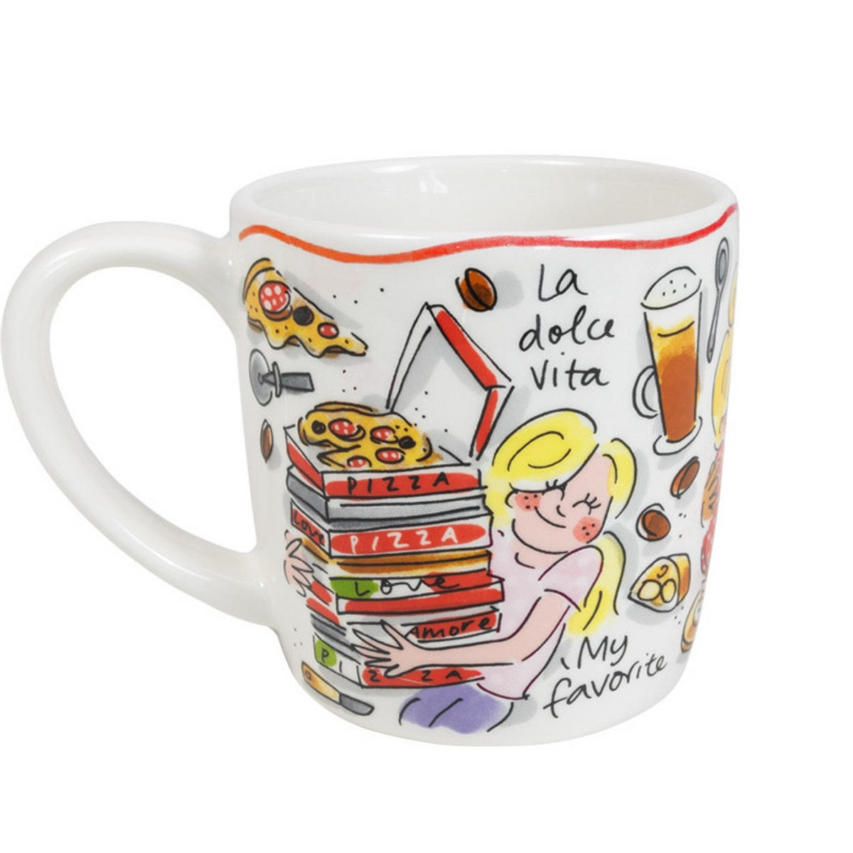 CAPPUCCINO-BECHER Ciao Italia in Bunt - 500 ml - Multicolor, Keramik (0.5L) - Blond Amsterdam
