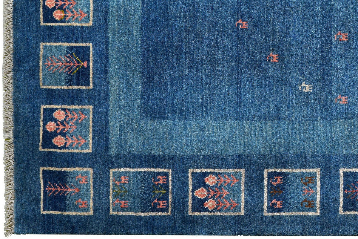 GABBEH-TEPPICH handgeknüpft Rizbaf Blau 213/157 cm Schurwolle - Blau, Textil (157/213cm) - Looma