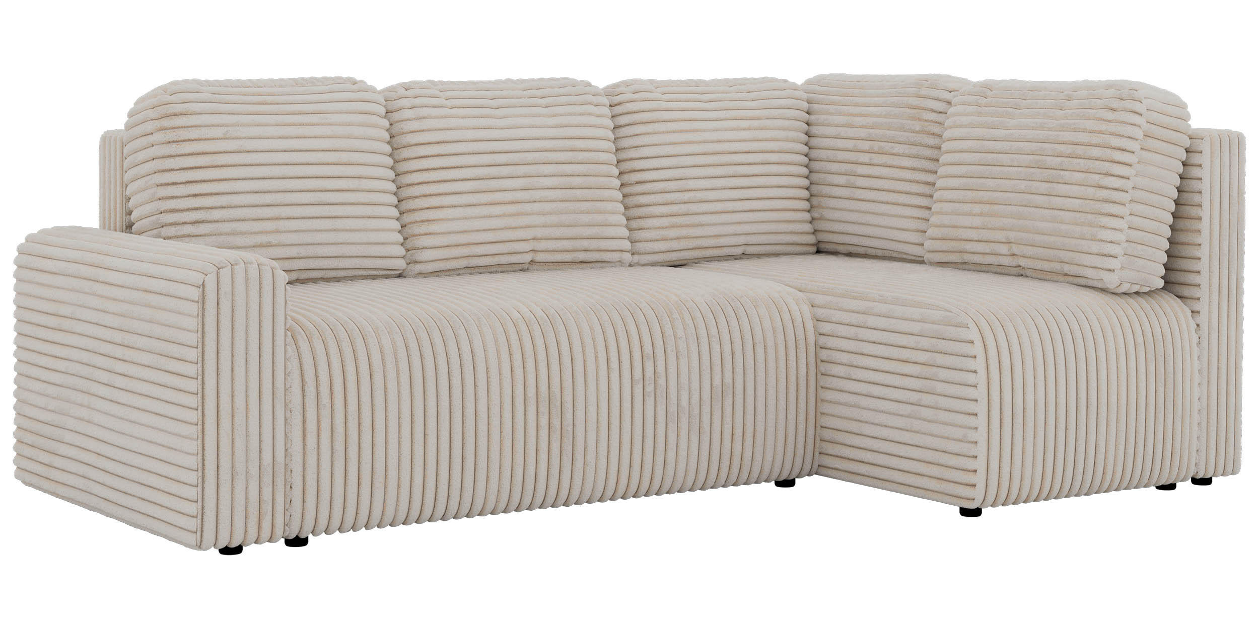 ECKSOFA NESSARO COR L - Beige Cord - Rechts - Beige/Schwarz, Kunststoff/Textil (240/151cm) - MKS
