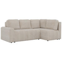 ECKSOFA NESSARO COR L - Beige Cord - Rechts - Beige/Schwarz, Kunststoff/Textil (240/151cm) - MKS