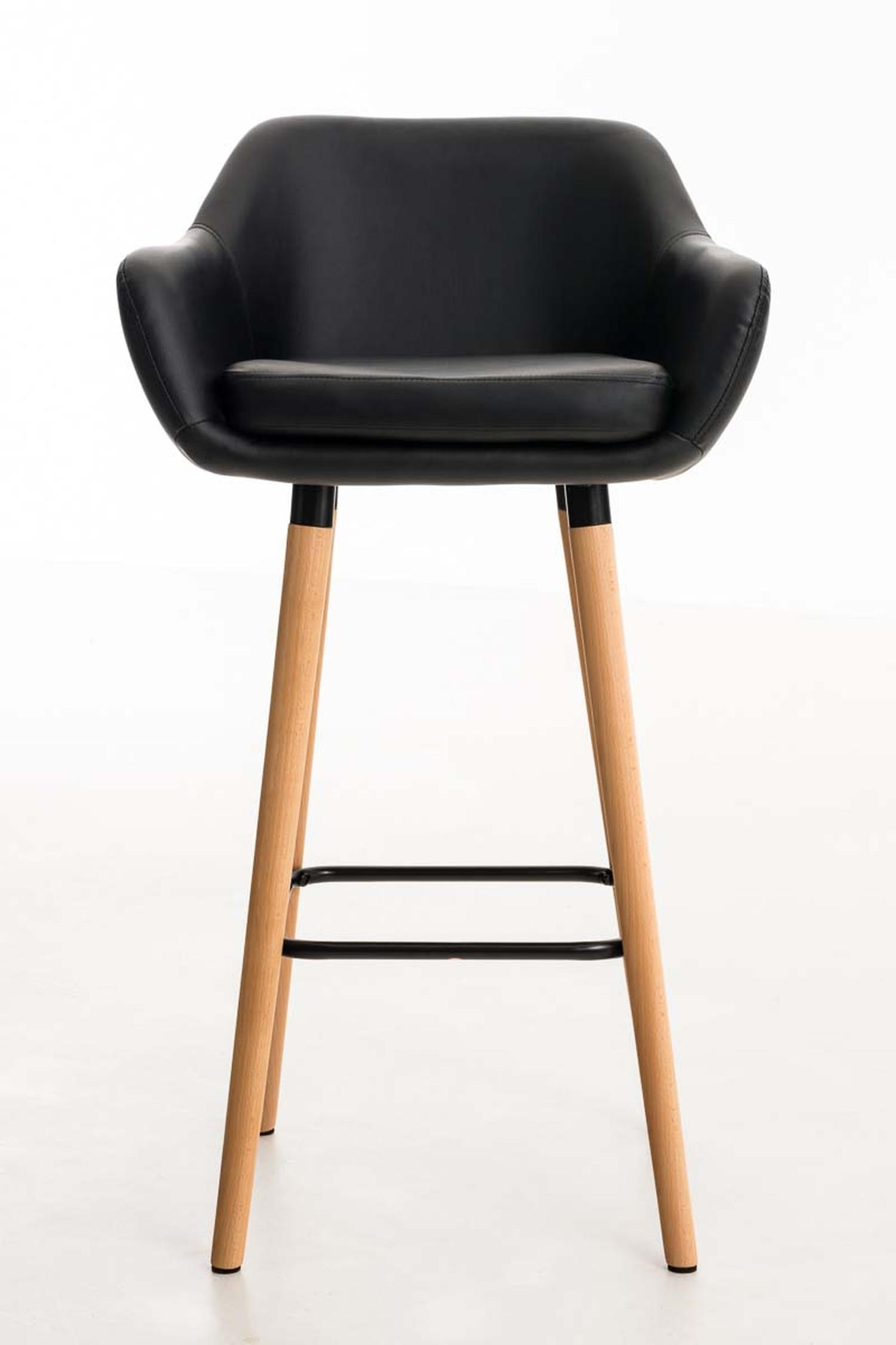 BARHOCKER Grande, Gestell Holz, Kunstleder Schwarz - Schwarz/Braun, Holz/Kunststoff (55/99/46cm) - TPFLiving