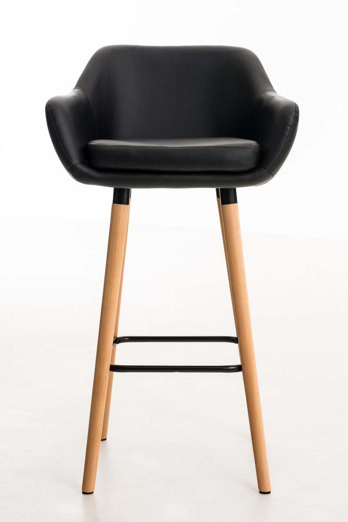BARHOCKER Grande, Gestell Holz, Kunstleder Schwarz - Schwarz/Braun, Holz/Kunststoff (55/99/46cm) - TPFLiving