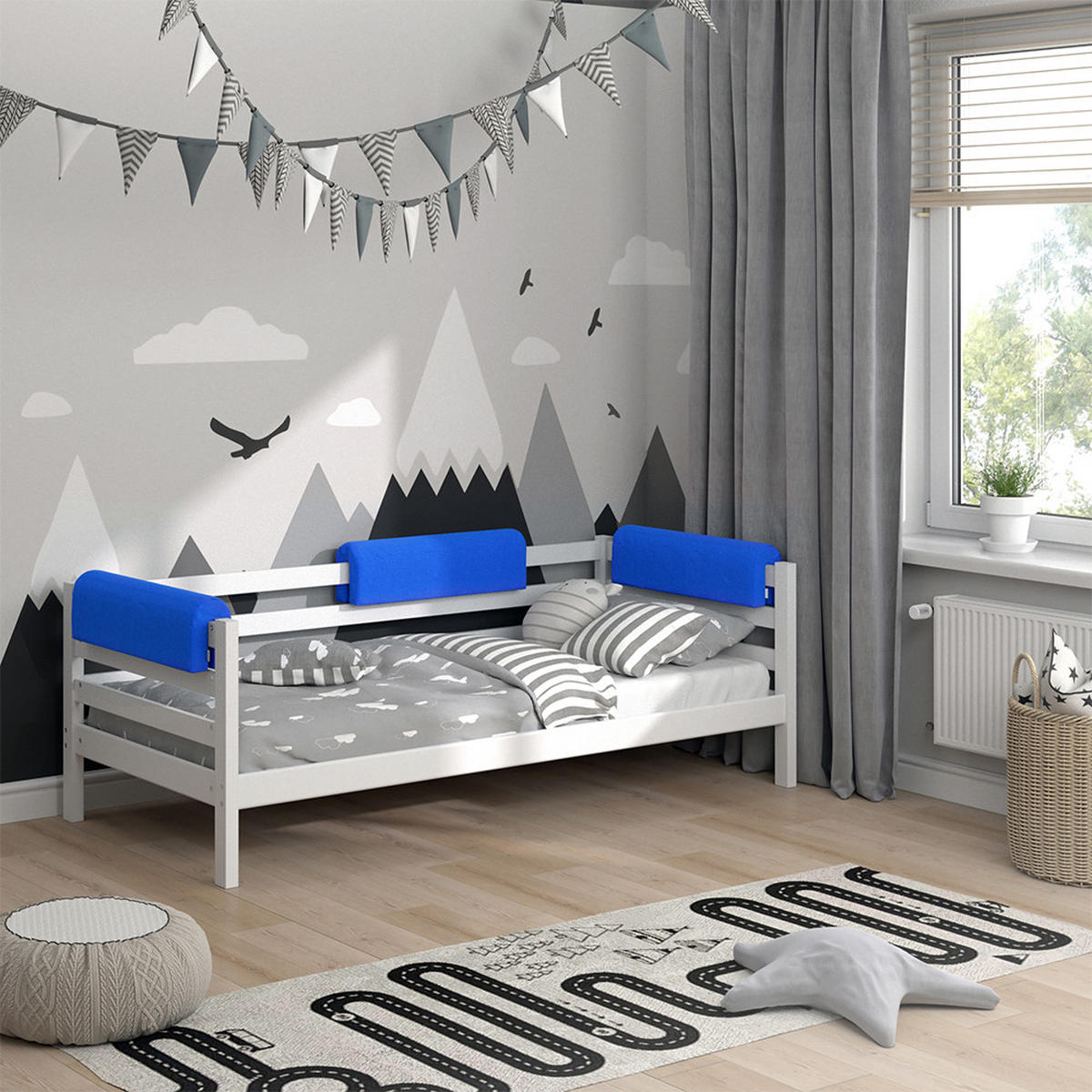 BETTUMRANDUNG Blau 70 x 20 cm - Blau, Textil (70/20/14cm) - VitaliSpa