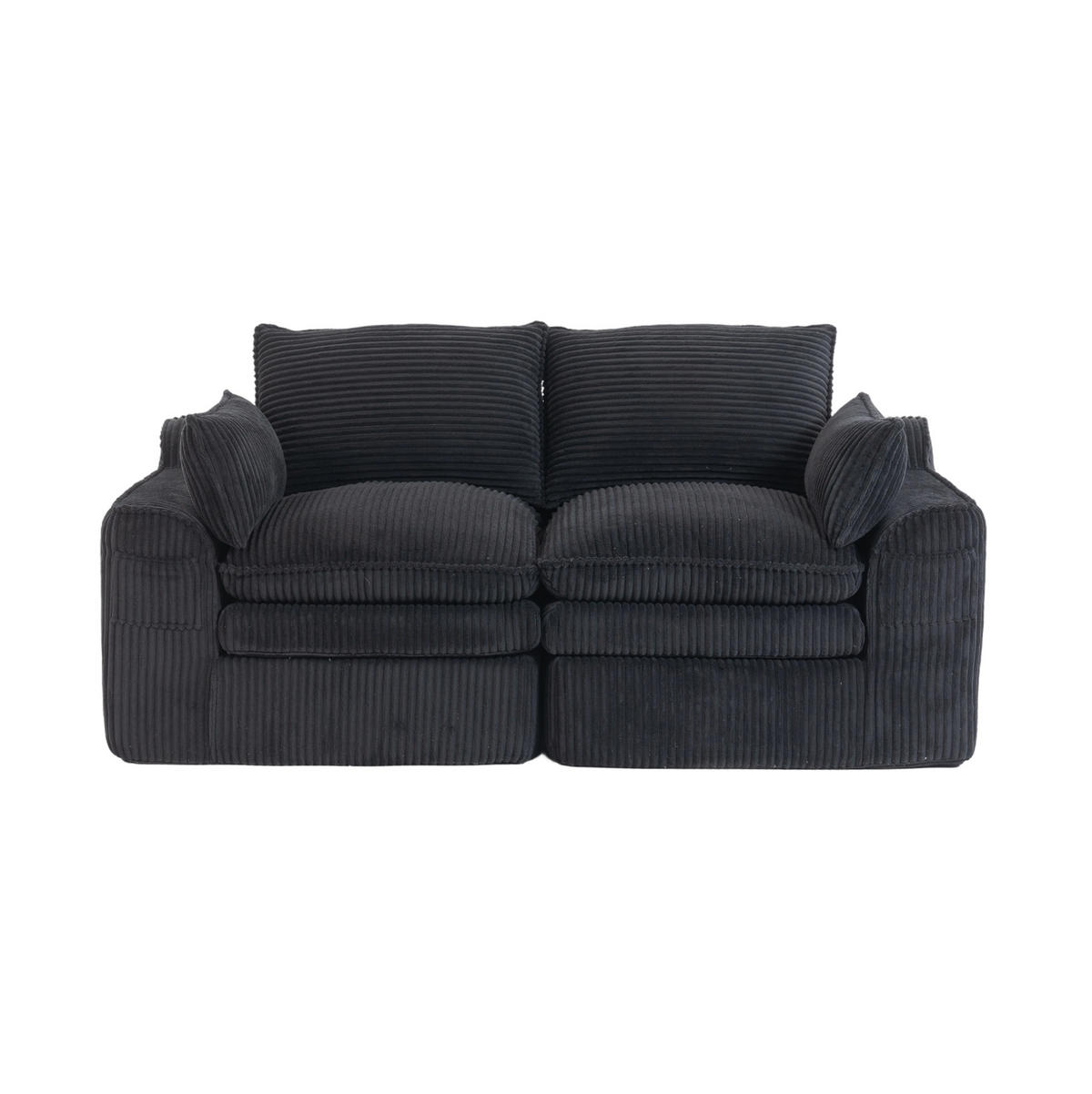2-SITZER-SOFA 191/94/85 cm mit Seitentaschen und Kissen, Cordbezug und Federkern, Schwarz - Schwarz, Textil (191/85/94cm) - Redom