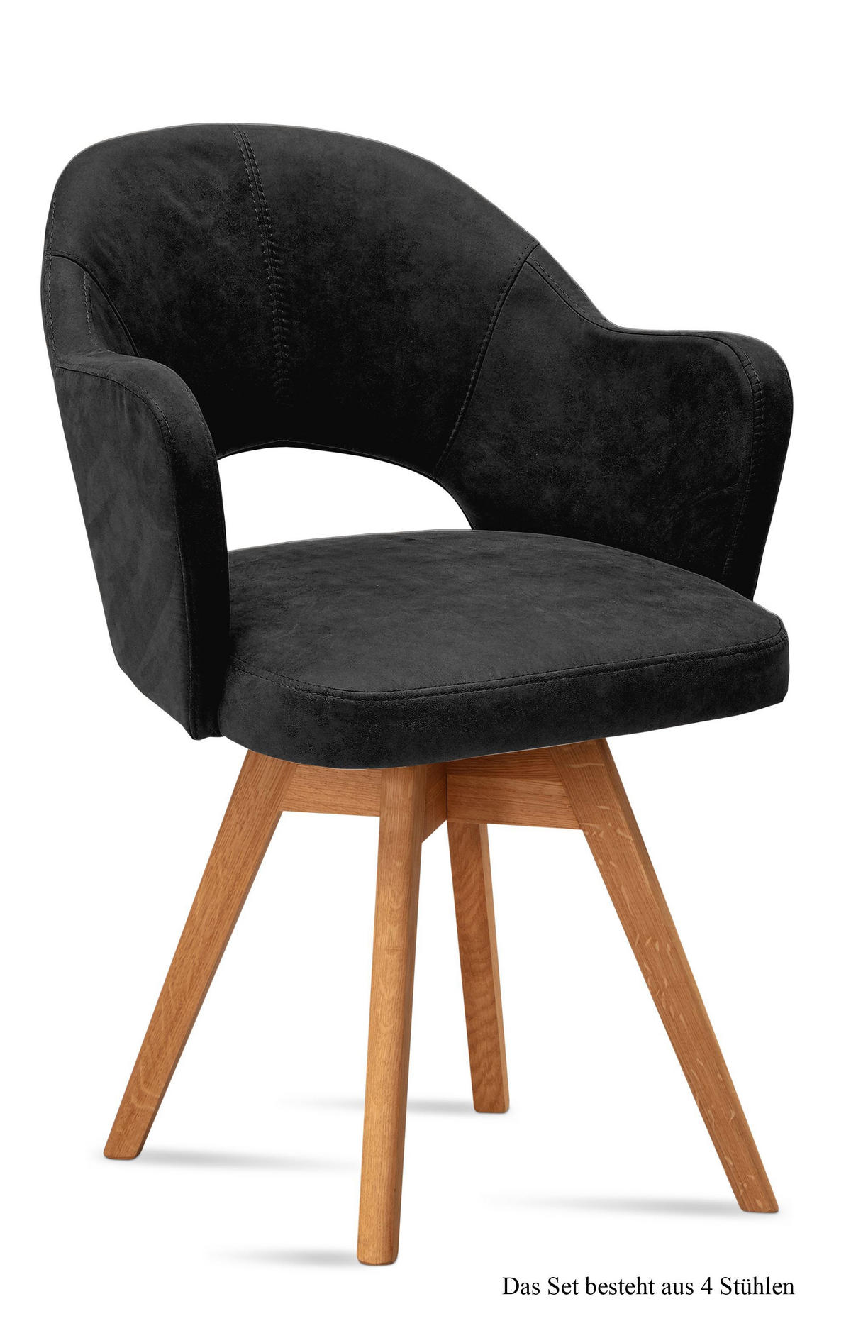 ARMLEHNSTUHL drehbar (4er-Set) Dosya 59x87x61 Eiche geölt/Anthrazit - Eichefarben/Anthrazit, Kunststoff (61/87/59cm) - 58aufmkessel