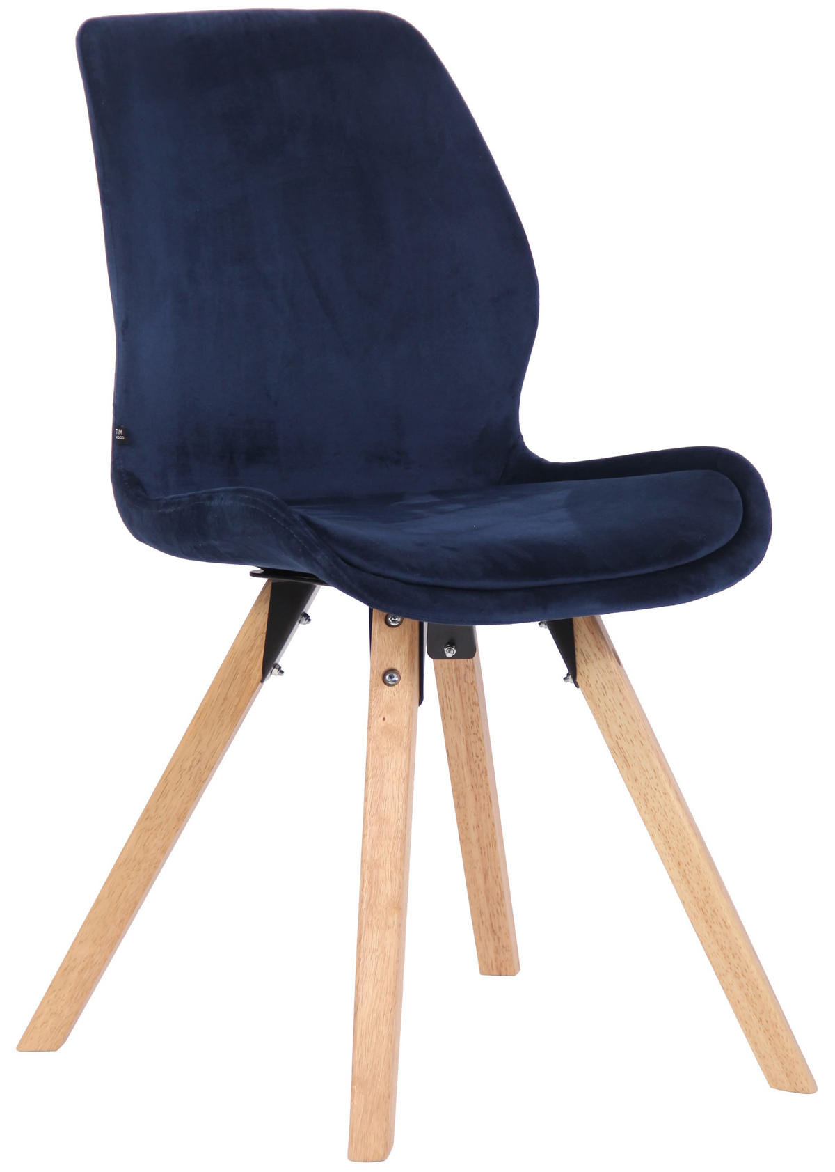 STUHL Samt blau - Blau/Eukalyptusholzfarben, Holz/Textil (49/87.5/58cm) - CLP