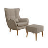 SESSEL Estjano Cord mit Fußbank - Hellbraun/Beige, Holz (80/106/95cm) - MIRJAN24