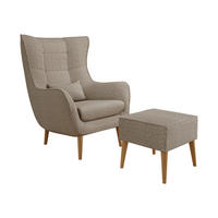 SESSEL Estjano Cord mit Fußbank - Hellbraun/Beige, Holz (80/106/95cm) - MIRJAN24