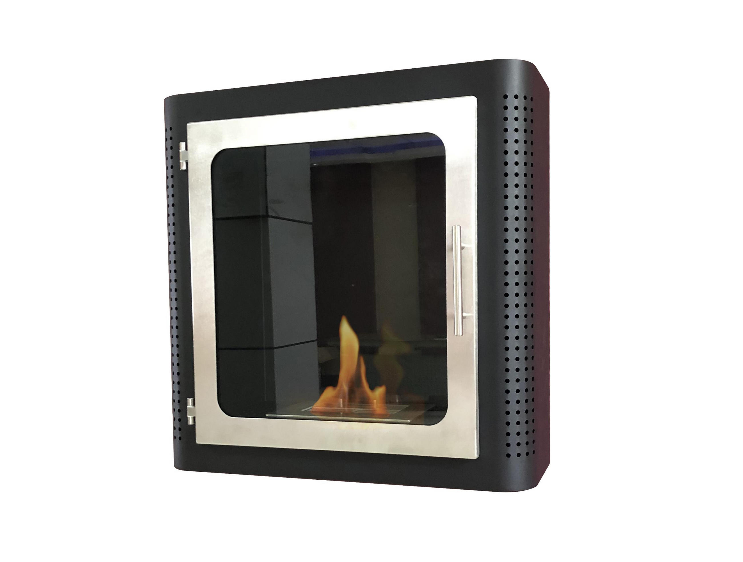 BIOETHANOL-KAMIN Schwarz Wandmodell inklusive 1 L Brennblock - Schwarz, Metall (60/60/22cm) - Purline