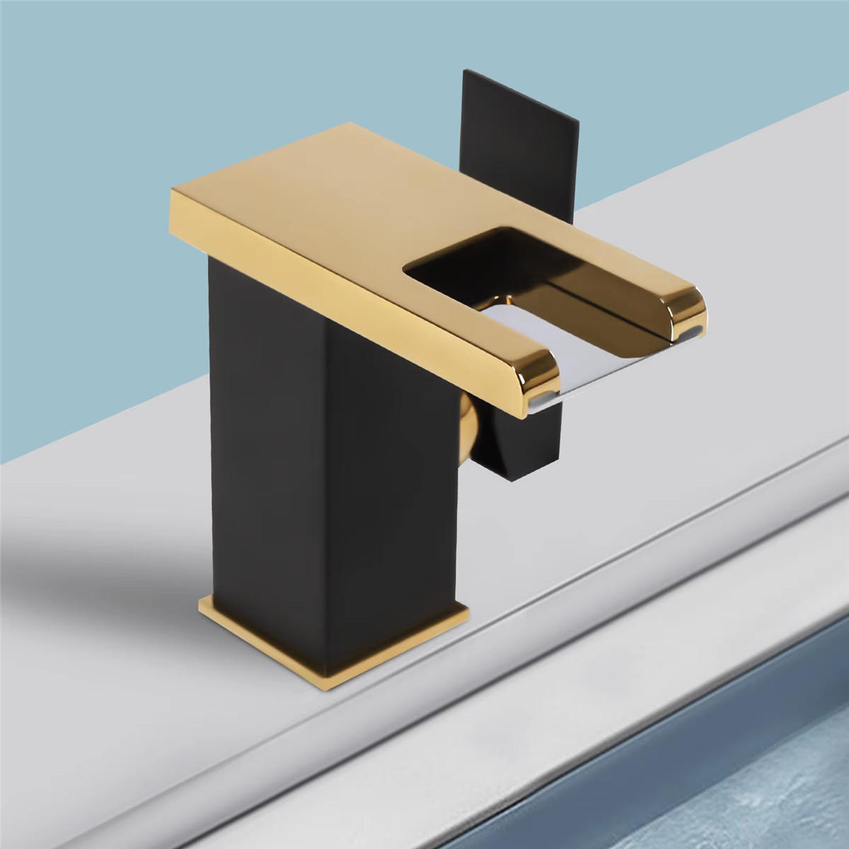 WASCHTISCHARMATUR Wasserfall LED 3 Farben - Goldfarben, Metall (12.5/12.5/5cm) - Kaket
