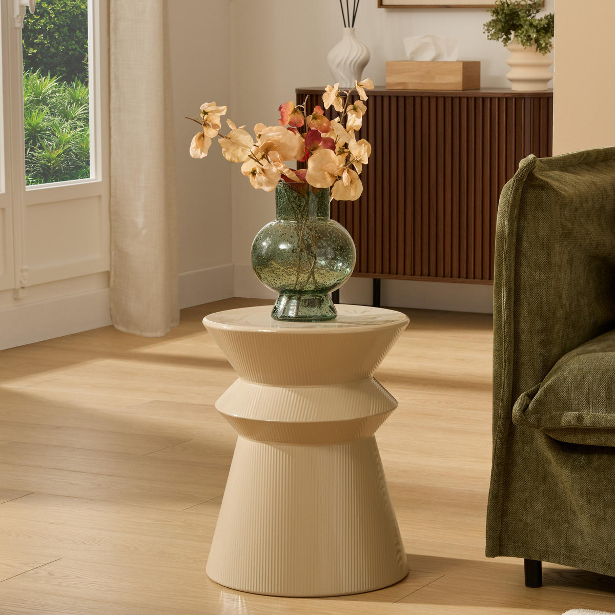 KAFFEETISCH aus Metall Maya Totem Golden 35,5/35,5/45 cm - Beige, Metall (35.5/35.5/45cm) - Atmosphera Createur d´interieur