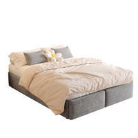POLSTERBETT 140/200 cm grau mit hydraulischer Lagerung und 2 Schubladen - Grau, Textil (140/200cm) - OKWISH