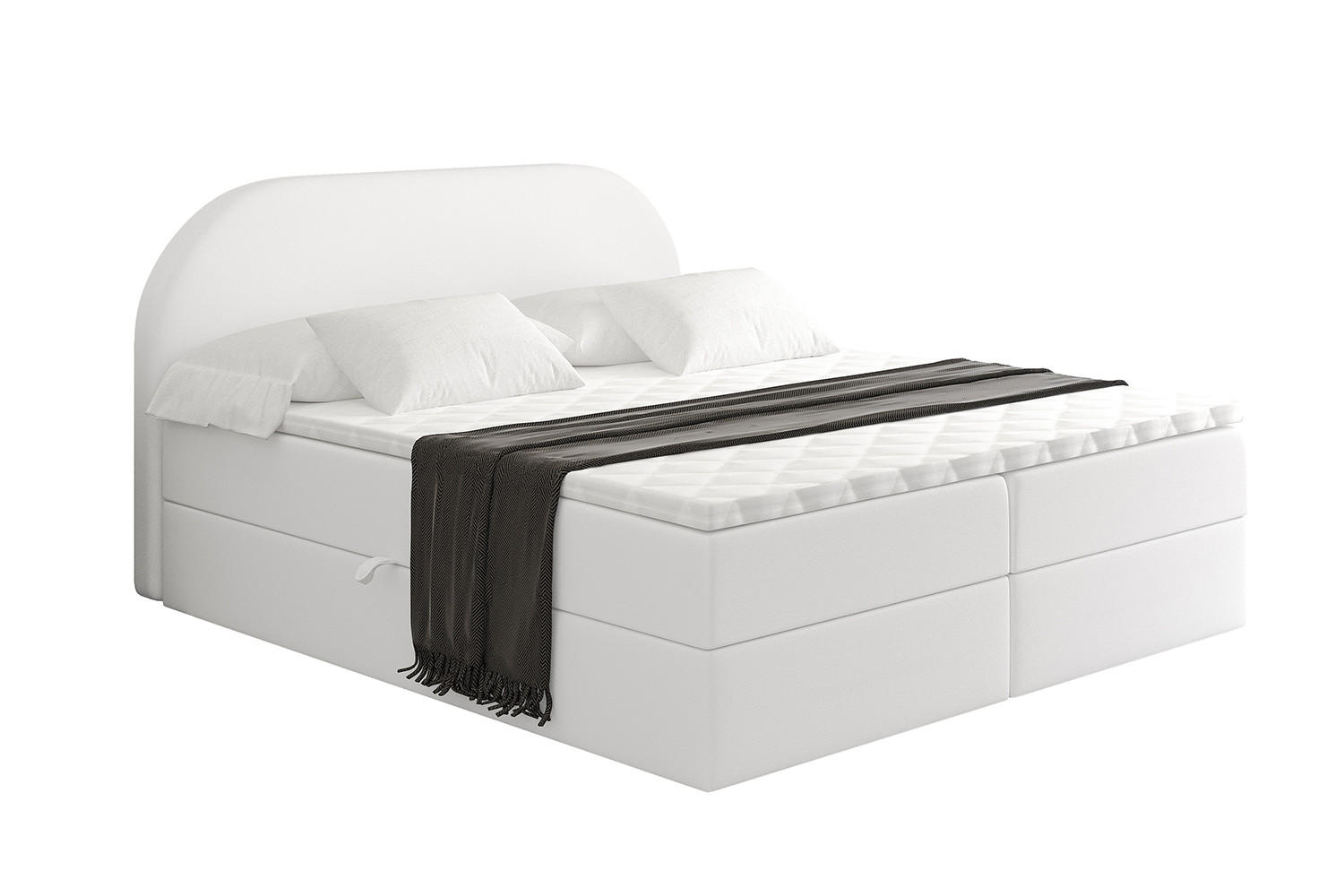 BOXBETT mit Matratze H3 und Lattenrost - NOX - 160x200 - Weiß Kunstleder - Weiß, Holzwerkstoff/Kunststoff (160/200cm) - ALTDECOR