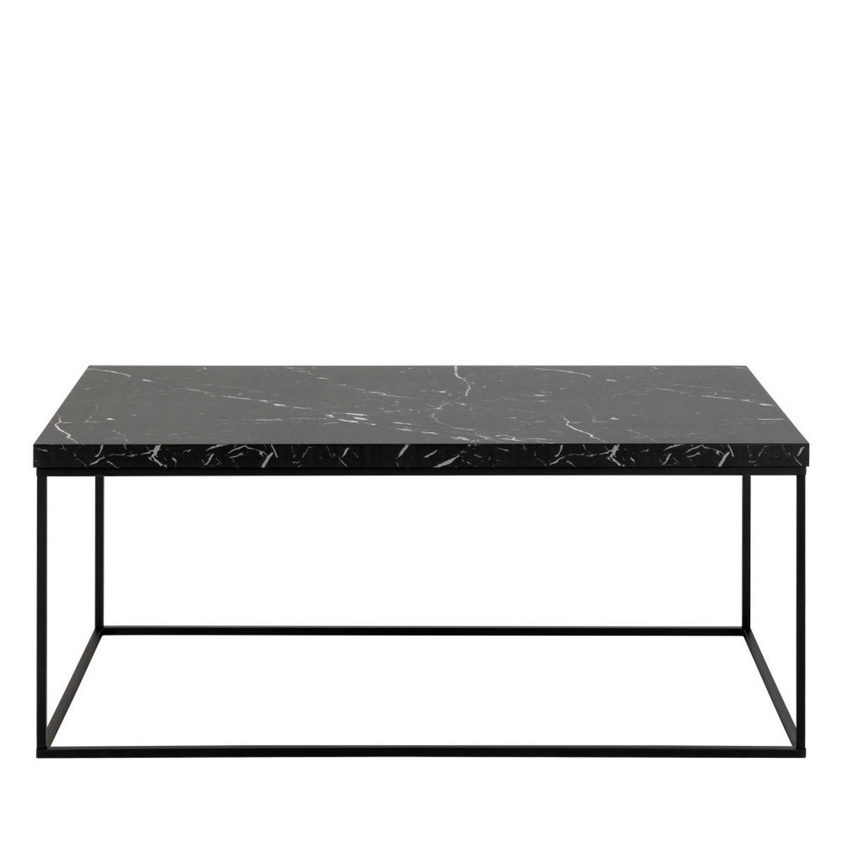 COUCHTISCH aus Marmor und Metall, 110x55cm - Mixo - Schwarz - Schwarz, Stein (110/55/45cm) - Drawer