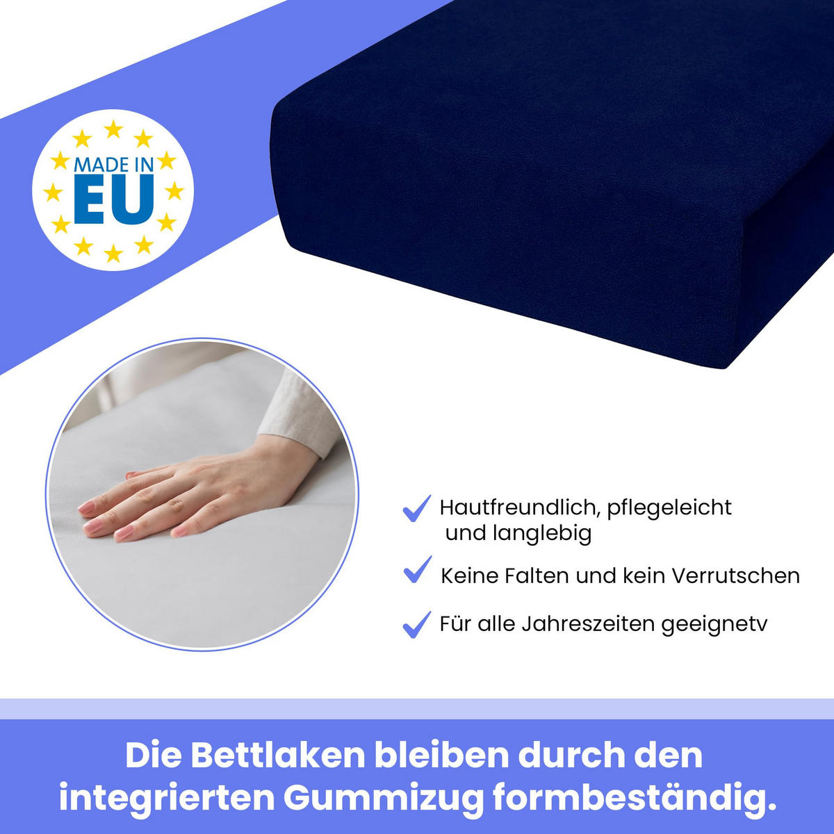 SPANNBETTLAKEN 160/200 cm, Frottee Elastisch 100 % Baumwolle Marinenblau - Blau, Textil (160/200cm) - Best For Home