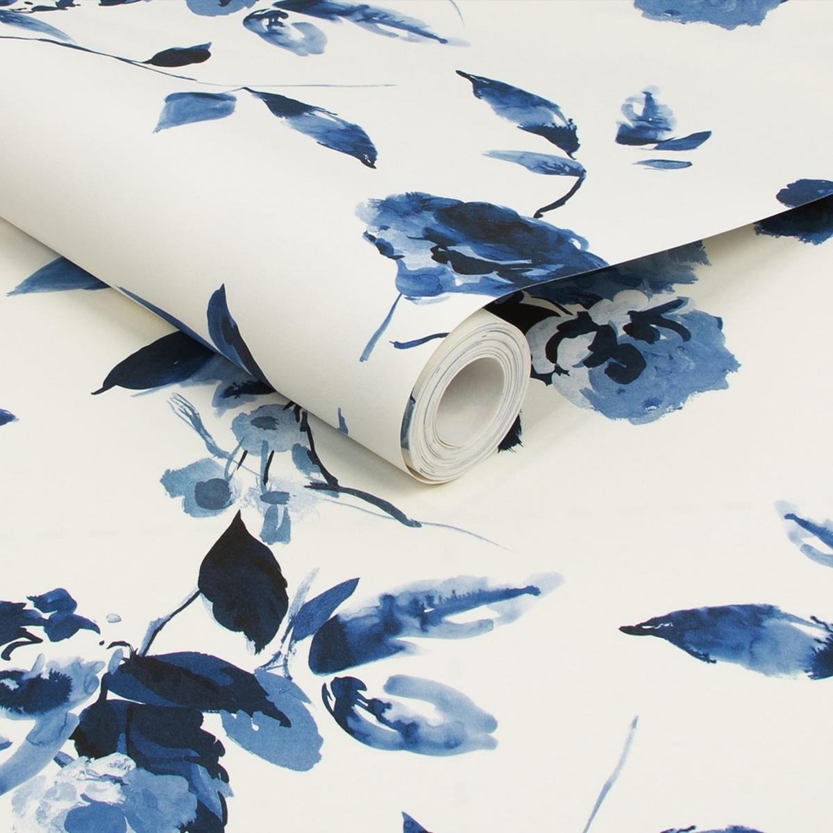 VLIESTAPETE - Blütengarten Indigo - Blau, Papier/Kunststoff (52/1000cm) - Joules
