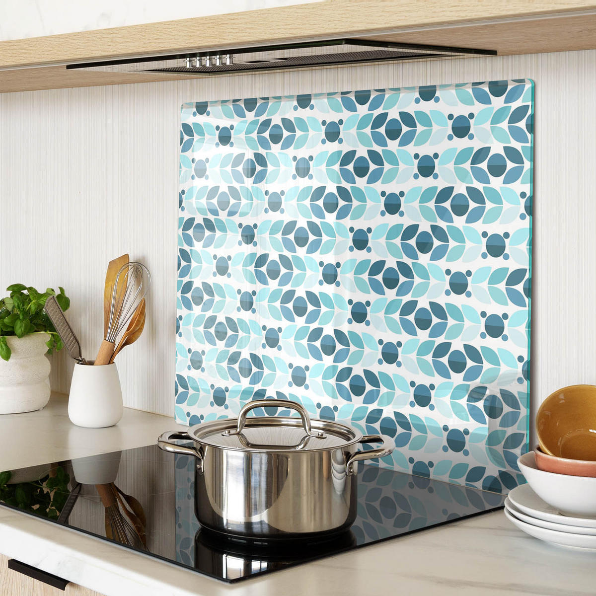 GLASPLATTE 60x52 cm Geometrische Figuren - Blau, Glas (60/0.4/52cm) - TULUP