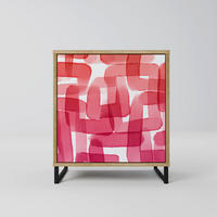 SIDEBOARD KALEIDOSCOPIC CUBISM, Eichefarben, 57,5x42x67,5 cm, Schwarze Metall-Rahmenfüße - Eichefarben/Multicolor, Holzwerkstoff/Metall (57.5/67.5/42cm) - SpaceRebels