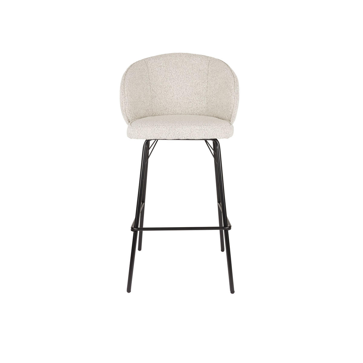 BARHOCKER Joa mit Rückenlehne 75 cm Bouclé Beige - 2 er Set - Beige, Kunststoff (52/100/50cm) - Housecraft Living