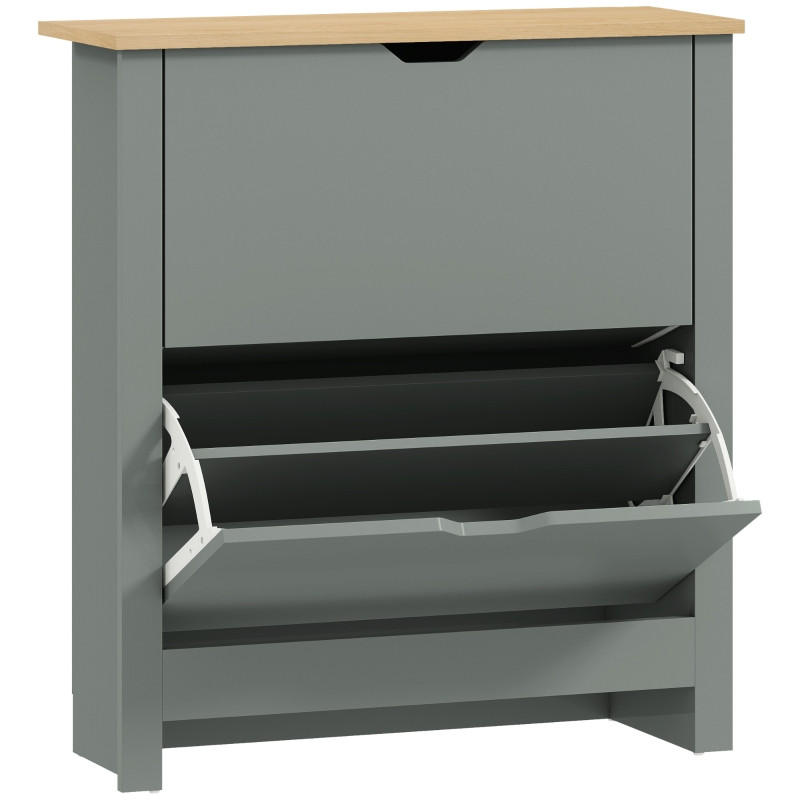 SCHUHKIPPER DE-37985 72/26/80 cm mit 2 Klappfächern Hellgrau - Hellgrau, Holzwerkstoff (72/80/26cm) - ComfortXL