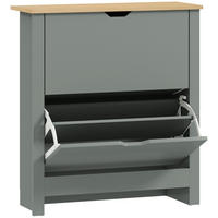 SCHUHKIPPER DE-37985 72/26/80 cm mit 2 Klappfächern Hellgrau - Hellgrau, Holzwerkstoff (72/80/26cm) - ComfortXL