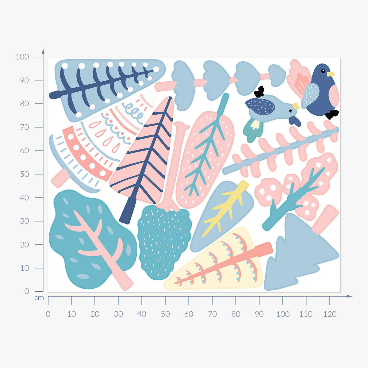 WANDAUFKLEBER 100x125cm - Wald-Boho - Multicolor, Kunststoff (100/125/0.1cm) - Wallfluent