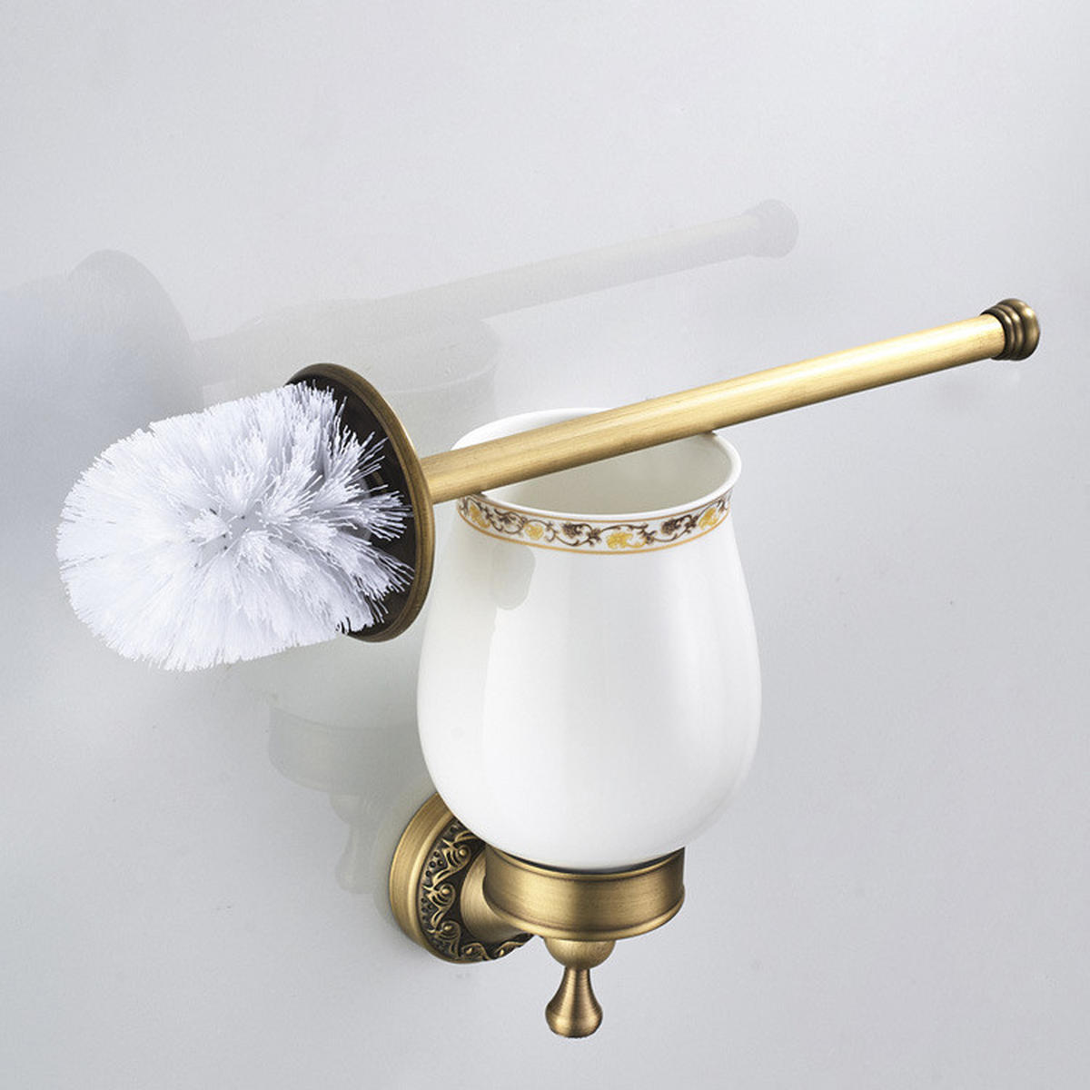 TOILETTENBÜRSTENHALTER – Vintage-Gold (17 x 10,5 x 36,5 cm) - Goldfarben, Metall (11/42/11cm)