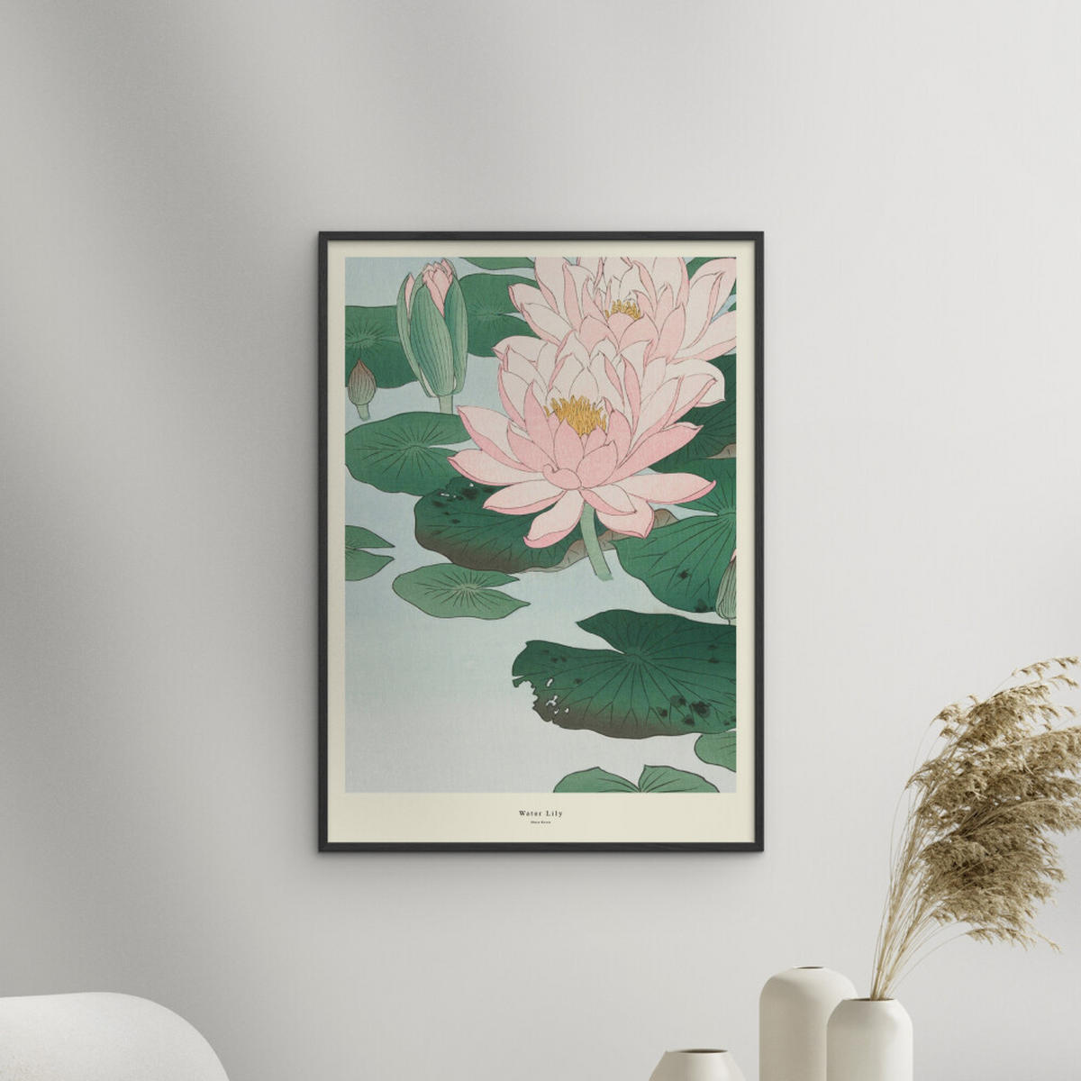 POSTER mit Rahmen A.P. Atelier - Water Lily - Schwarz/Grün, Holz/Papier (50/70cm) - Poster&Frame