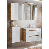 BADMÖBEL-SET 4-TLG. Luton-56 - Weiß, Holzwerkstoff (131/195/46cm) - Lomado