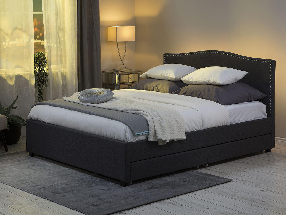 POLSTERBETT 180/200cm Dunkelgrau Montpellier - Dunkelgrau, Textil (180/200cm) - Beliani
