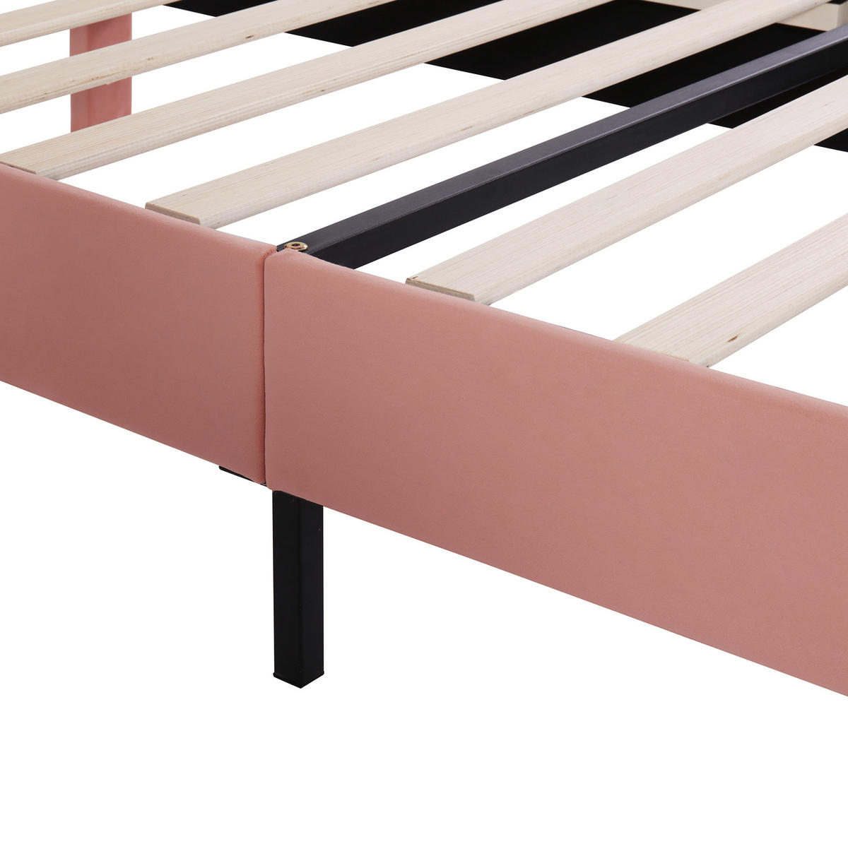 POLSTERBETT aus Samt 90x200 cm in Rosa mit Lattenrost & verstellbarem Kopfteil - Rosa, Textil (90/200cm) - Modfu