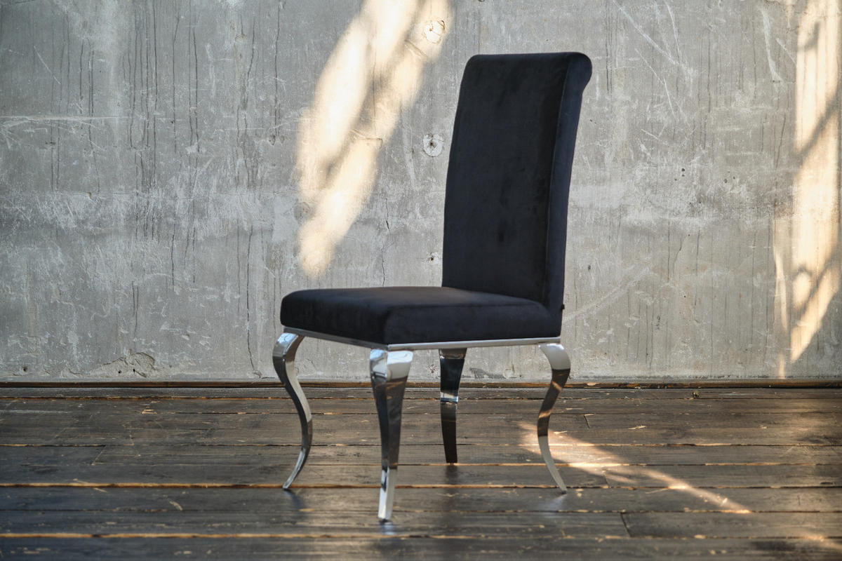 ESSZIMMERSTUHL LEIA Schwarz Velvet - Schwarz, Textil (44/101/64cm) - KAWOLA