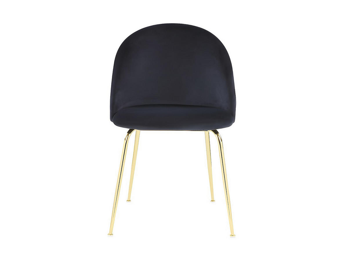 STUHL 6er-Set - Samt & Goldfarbenes Metall - Schwarz - MELBOURNE - Schwarz, Textil (50/77/55cm) - Vente-Unique