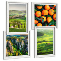 BILDER SET 4er Set - 50x50 cm & 40x60 cm Weißer Rahmen - Italienische Landschaft Orangen Natur - Weiß, Kunststoff (50/50cm) - TULUP