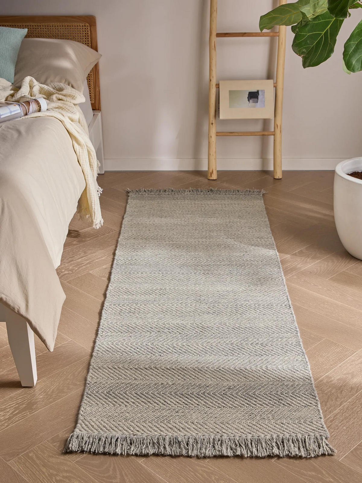 WOLLTEPPICH-LÄUFER Lars Hellgrau 70x200 cm - Hellgrau, Textil (70/200cm) - benuta Pure