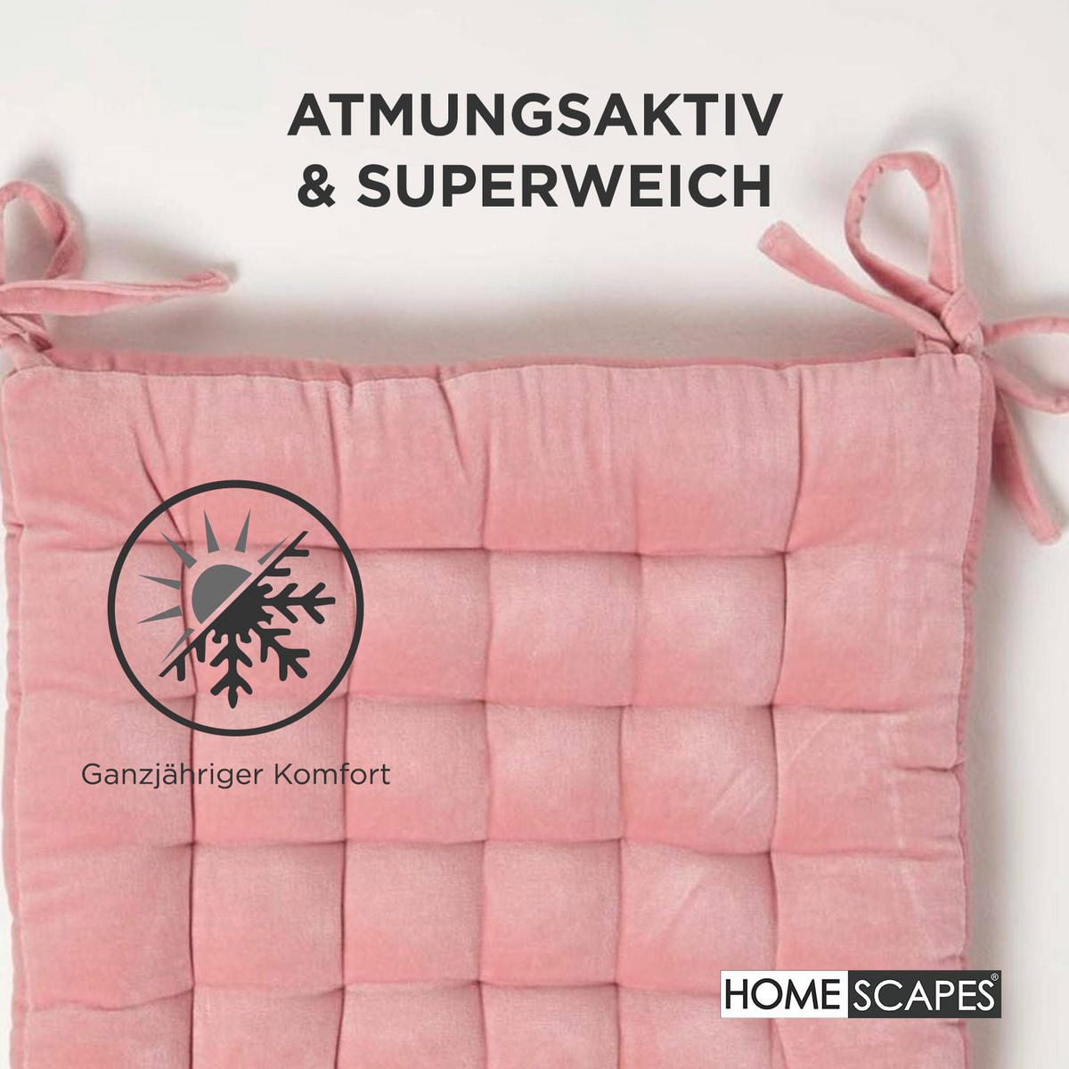 STUHLKISSEN Samt 4er-Set rosa 40/40/5 cm - Rosa, Textil (40/40/5cm) - Homescapes