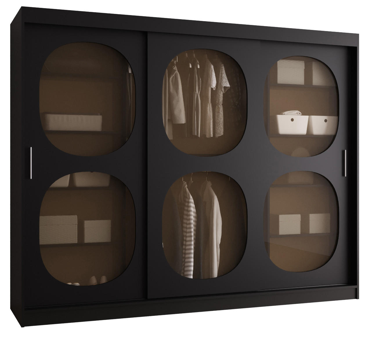 Abiks Möbel Schwebetürenschrank Schwarz 250x200x62 cm