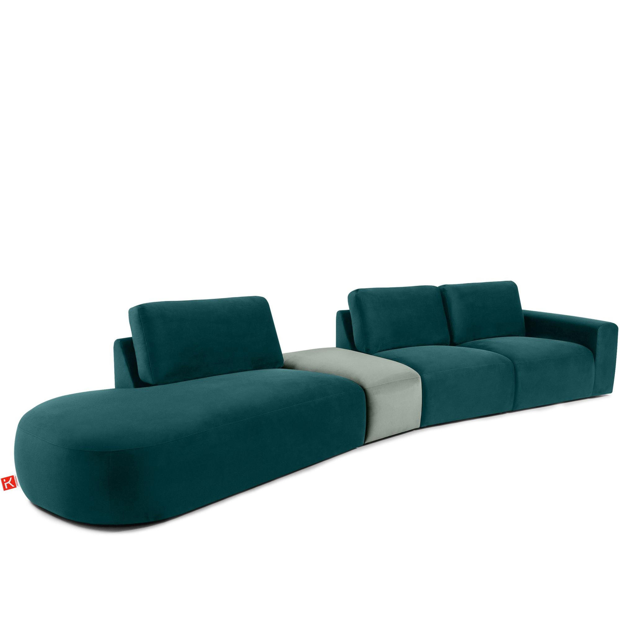 5-SITZER ECKSOFA ZUCCO Velour links, Mint - Mintgrün, Textil (430/84/105cm) - KONSIMO®