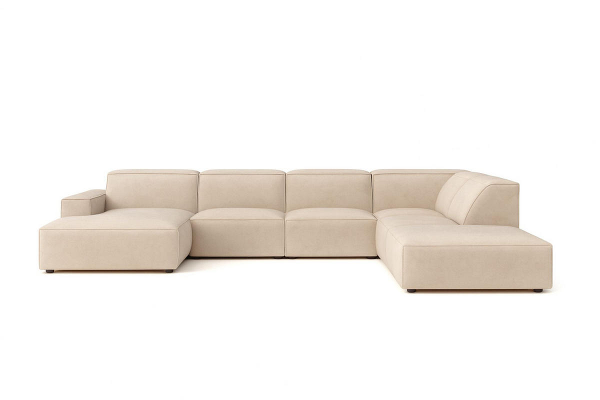 ECKSOFA Cursal V, Stoff Salvador, Beige, Rechts - Beige, Holz (364/262cm) - Kaiser Möbel