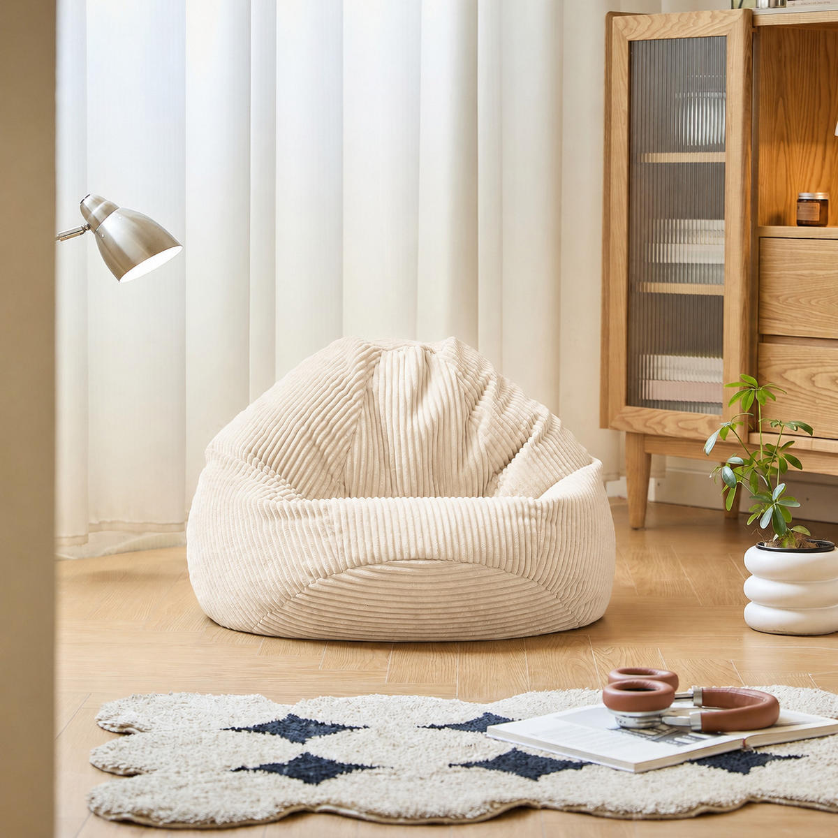 POUF kord Beige - Beige, Textil (85/50/85cm) - Nordlys