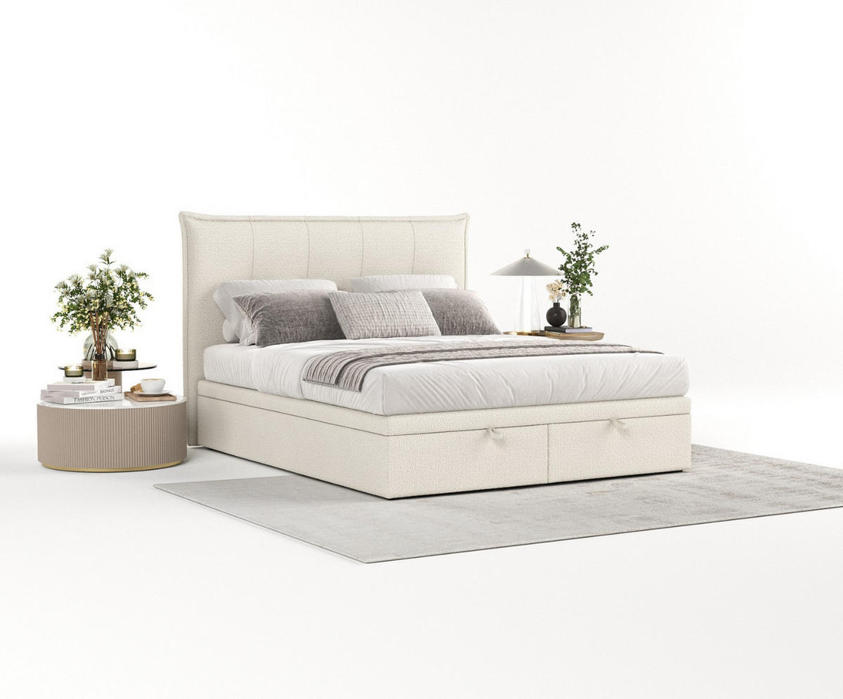 POLSTERBETT Liano mit Stauraum 140/200 cm Hellbeige im Alta Stoff - Sandfarben/Schwarz, Holz/Holzwerkstoff (140/200cm) - AltaBeds