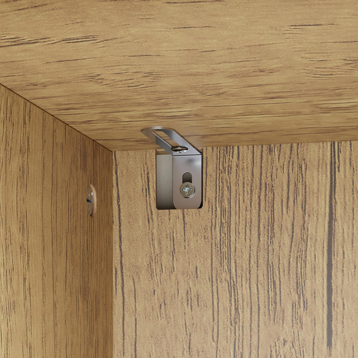 HOCHSCHRANK Badezimmerschrank mit Tür und offenen Regalfächern BZR237-E-N - Hellbraun/Eichefarben, Holzwerkstoff (30/180/50cm) - SoBuy